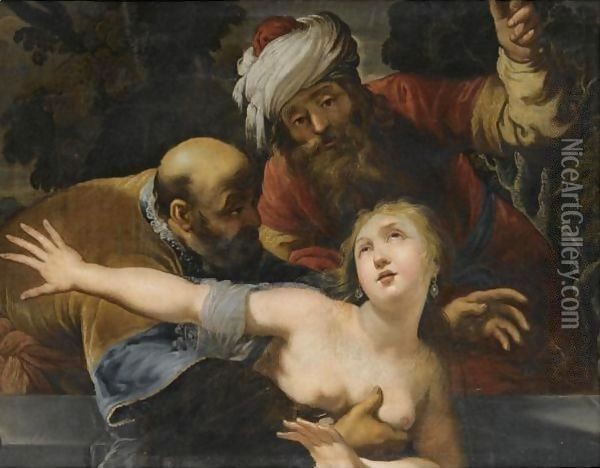 Susanna And The Elders Oil Painting - Claude Vignon