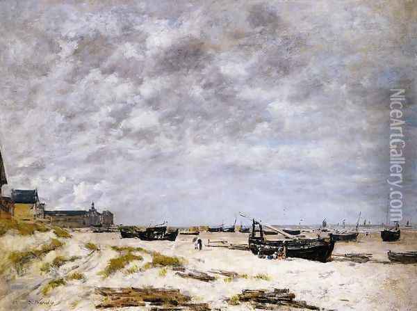 The Beach, Berck Oil Painting - Eugene Boudin