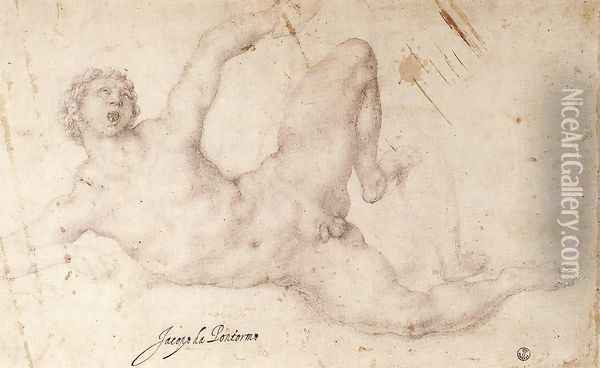 Kicking Player 1530s Oil Painting - (Jacopo Carucci) Pontormo