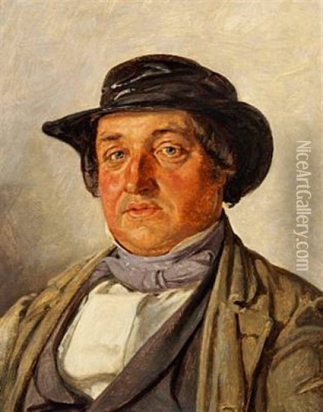 Portrait Of K. A. C. Mantzius At The Age Of 35 Oil Painting - Jorgen Roed