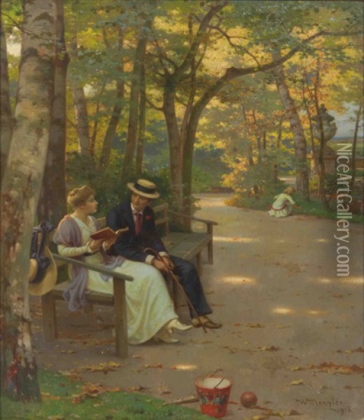 Conversation Au Parc Oil Painting - Wilhelm Menzler