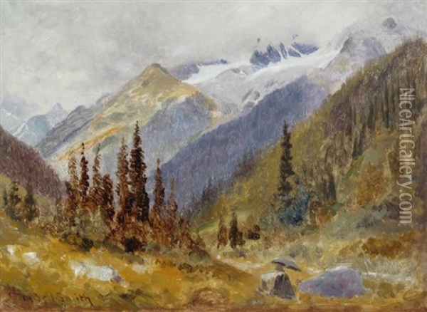 Plein Air Painting In The Rockies Oil Painting - Frederic Marlett Bell-Smith