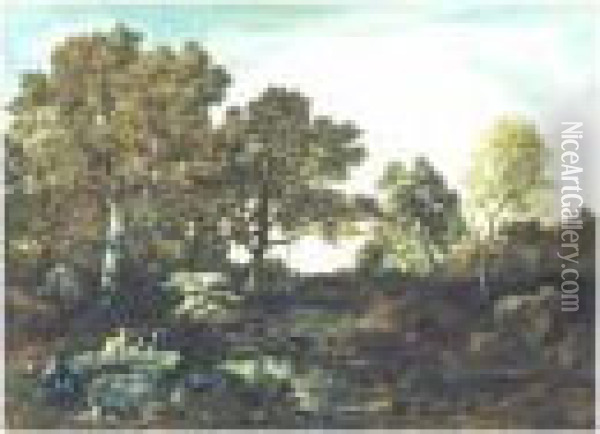 Wooded Landscape Oil Painting - Narcisse-Virgile D Az De La Pena