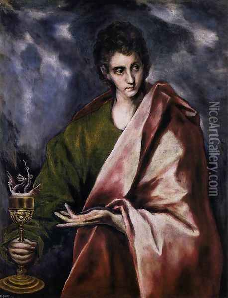 St John the Evangelist 1595-1604 Oil Painting - El Greco (Domenikos Theotokopoulos)