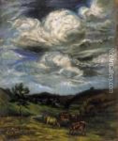 Under The Swirling Clouds Oil Painting - Josef Karoly Kernstok