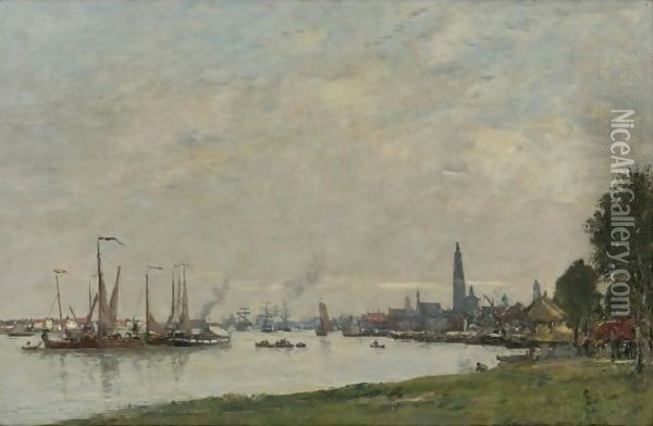 Anvers. Le Port Vu De La Citadelle Nord Oil Painting - Eugene Boudin