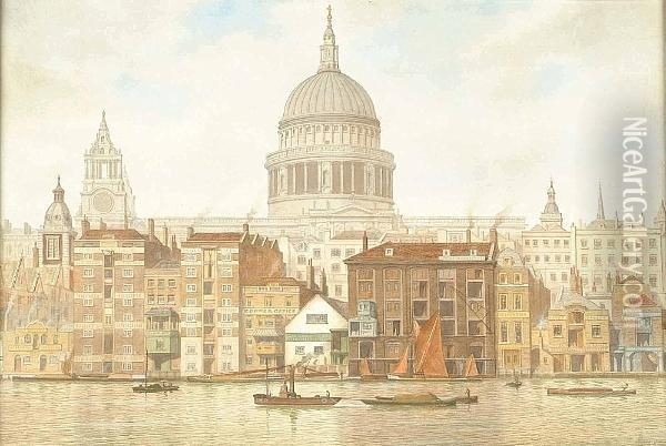 St Paul's Wharf Oil Painting - James Lawson Stewart