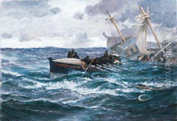The Rescue Oil Painting - Charles Napier Hemy