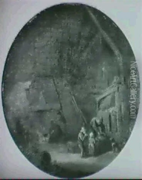 Figures In A Peasant Kitchen Oil Painting - Adriaen Jansz van Ostade