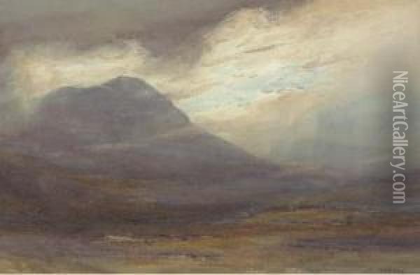 View Of The Mountains Between Garve And Acnasheen Oil Painting - David West