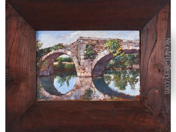 Le Pont Romain A Ascain Oil Painting - Louis Floutier
