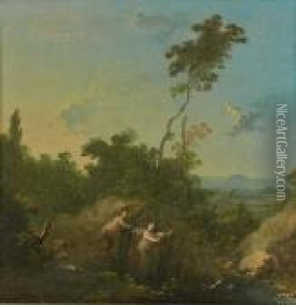 Faune Poursuivant Une Nymphe Oil Painting - Jean-Baptiste Pillement