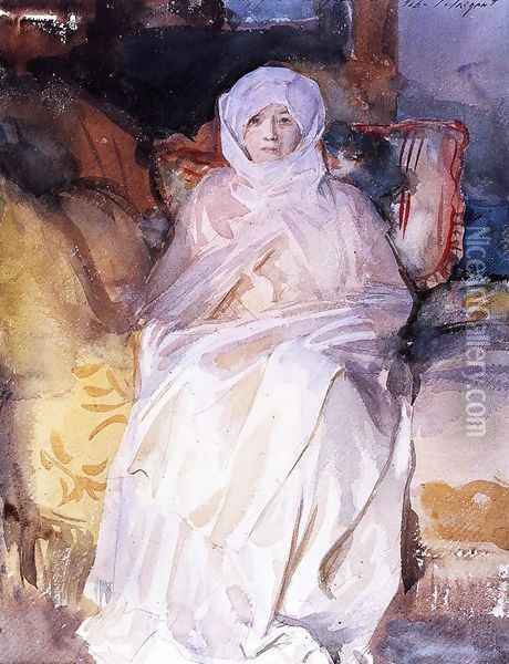 Mrs. Gardner in White Oil Painting - John Singer Sargent