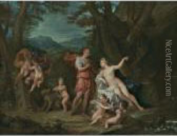 Venus And Adonis Oil Painting - Antoine Coypel