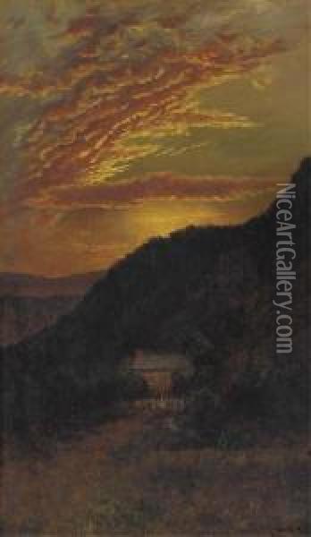 Sunset Over Mountains Oil Painting - Ralph Albert Blakelock