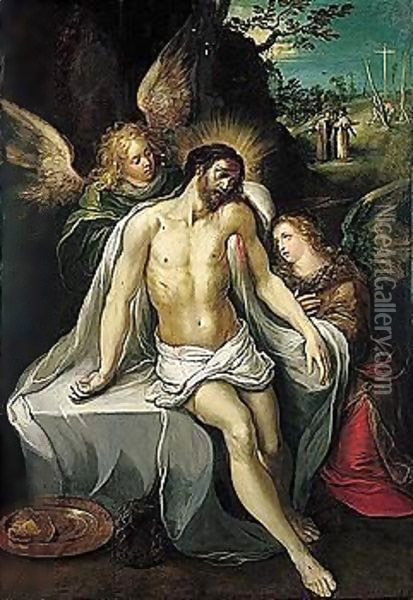 The Crucified Christ Supported By Angels Oil Painting - Frans the younger Francken