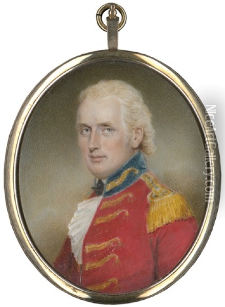 Bildnis Eines Britischen Offiziers In Rotem Uniformrock Oil Painting - Charles Shirreff