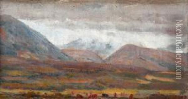 Montanas Con Bruma Oil Painting - Manuel Salces y Gutierrez