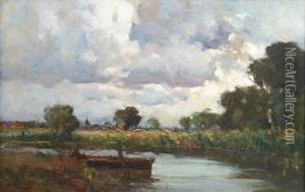 The Angler Oil Painting - Edward Aubrey Hunt