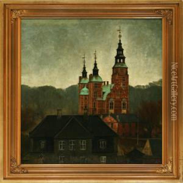 Autumn Day Atrosenborg Palace, Denmark Oil Painting - Svend Hammershoi