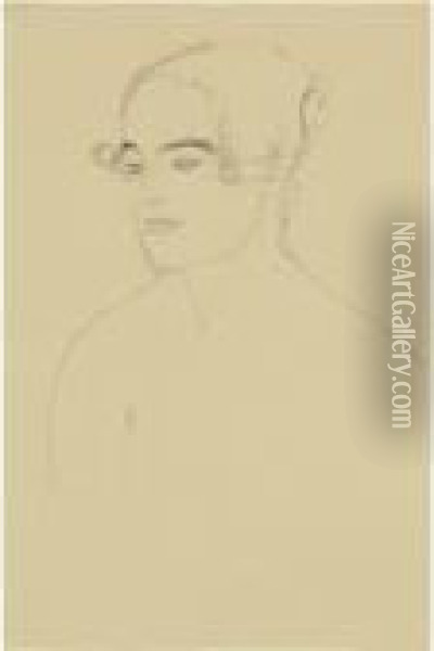 Brustbild Nach Links Oil Painting - Gustav Klimt