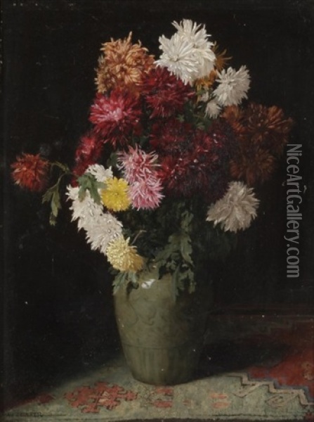 Vase De Fleurs Oil Painting - Adolphe Charles Edouard Steinheil