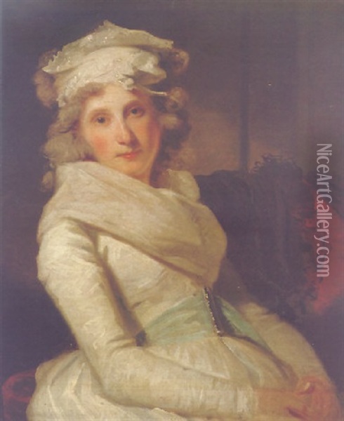 Portrait Of Elizabeth Inchbald Oil Painting - George Romney