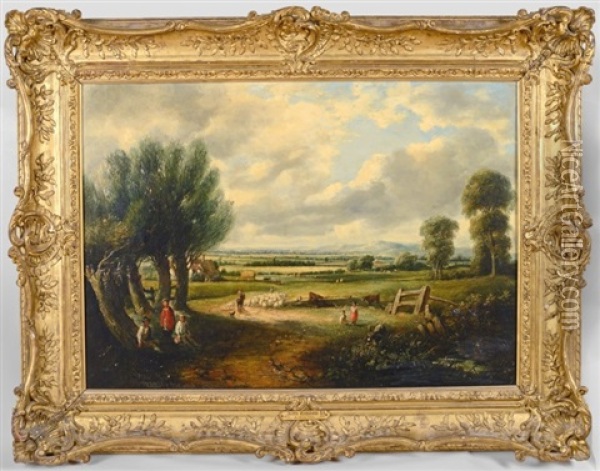 Vue De Dedham Vale Vers Flatford Mill Oil Painting - John Constable