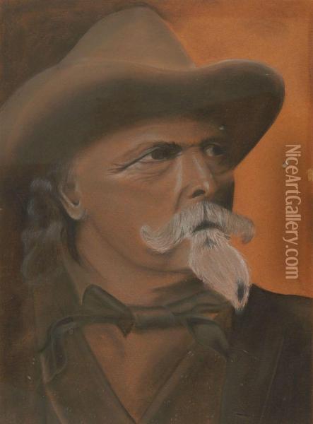 Portrait Of Buffalo Bill. Oil Painting - Henry Machen