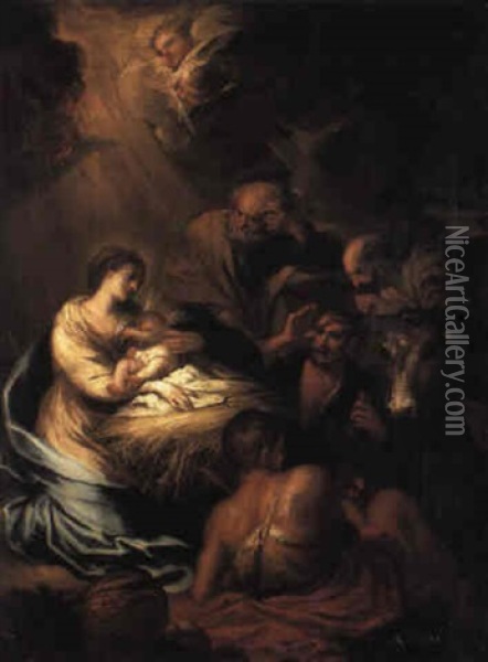 The Adoration Of The Shepherds Oil Painting - Giovanni Agostino Ratti