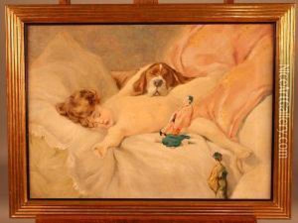 Enfant Endormi Au Milieu De Chinoiseries Oil Painting - Hans Printz