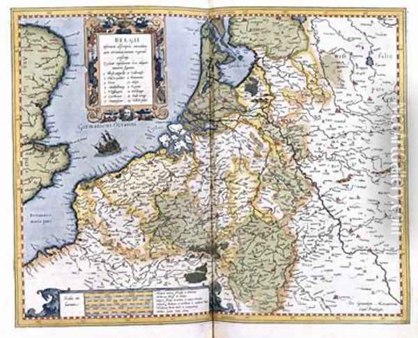 Map of Belgium pages 296-297 of Atlas sive Cosmographicae meditationes de fabrica mundi et fabricati figura Oil Painting - Gerard Mercator