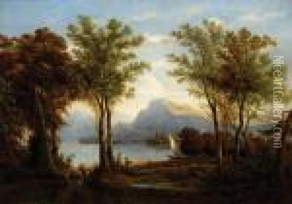 View On A Lake At The Foot Of Mountains Oil Painting - Henri Knip