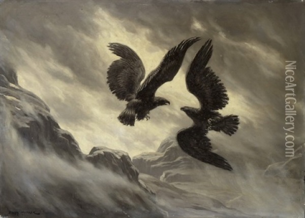 Adler Im Flugkampf Oil Painting - Evert Louis van Muyden