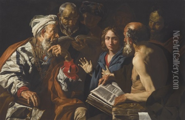 Christ Disputing With The Doctors Oil Painting - Mathaeus Stomer the Elder