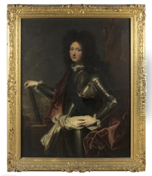 Portrait Du Duc De Chartres, Futur Regent De France, Devant Une Bataille Oil Painting - Hyacinthe Rigaud