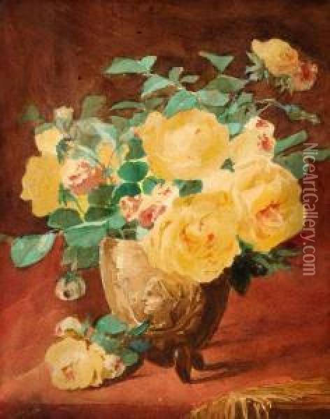 Still-life With A Vase Of Flowers Oil Painting - Frederick Arthur Verner