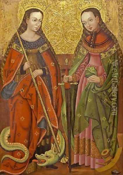 St. Catherine and Margaret Oil Painting - Unknown Painter