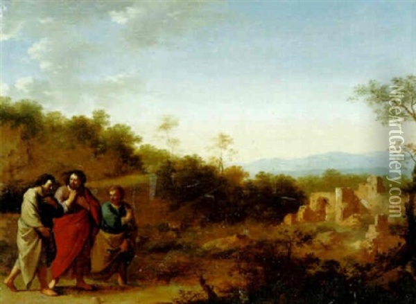 Christ On The Way To Emmaus Oil Painting - Cornelis Van Poelenburgh