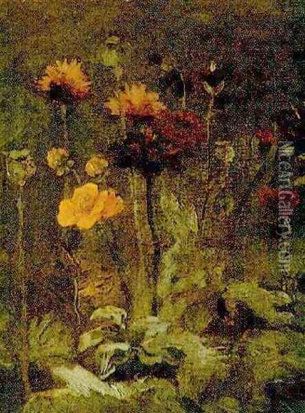 Still Life With Scabiosa And Ranunculus Oil Painting - Vincent Van Gogh