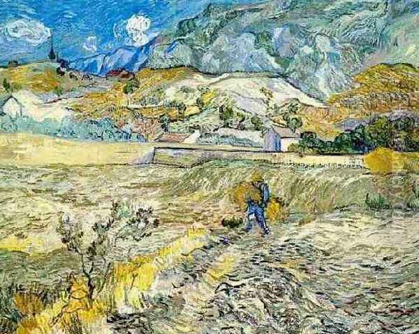 Enclosed Wheat Field With Peasant Oil Painting - Vincent Van Gogh