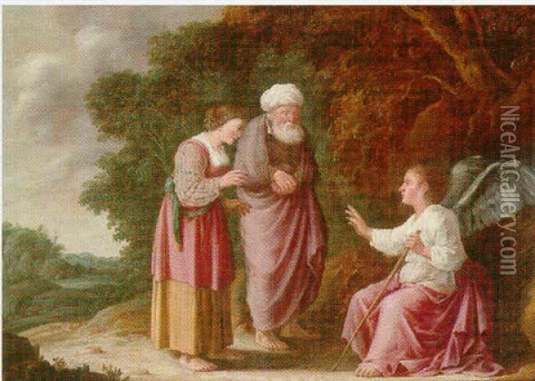 Manoah And His Wife Meeting The Angel Oil Painting - Jan Pynas