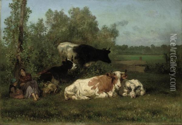 A Rest On The Way To Market Oil Painting - Xavier De Cock