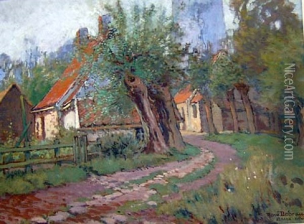 Le Chemin Du Village (hollande) Oil Painting - Rene Charles Louis Debraux