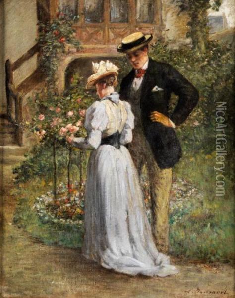 Junges Paar Im Rosengarten Oil Painting - Leon Danseart