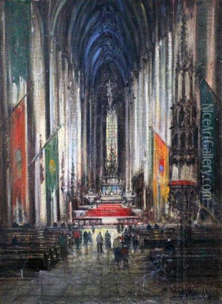 Interior Of Munich Cathedral Oil Painting - Otto Hammel