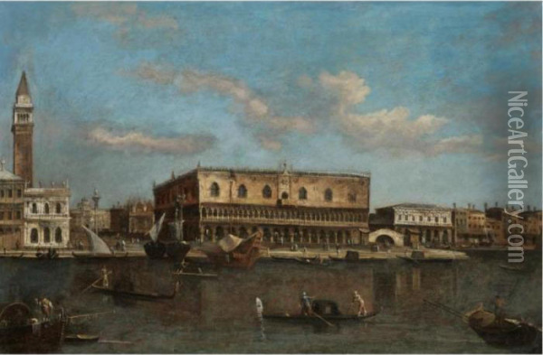 Venice, A View Of The Dogana With The Doge's Palace Oil Painting - Michele Marieschi