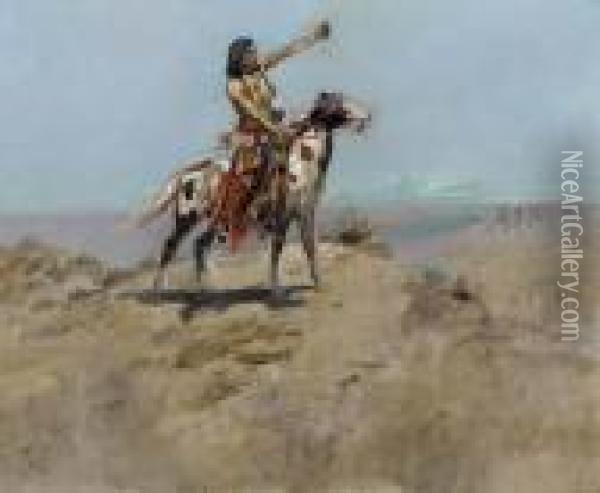 The Signal Oil Painting - Charles Marion Russell