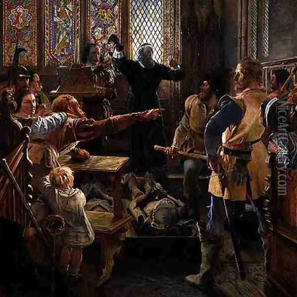 Bernard Gilpin 1517-83 in Rothbury Church Oil Painting - William Bell Scott