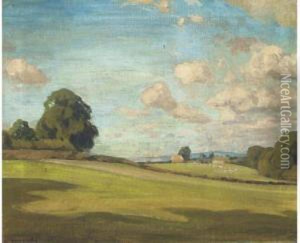 Across The Valley, Storrington Oil Painting - Frederick Hall